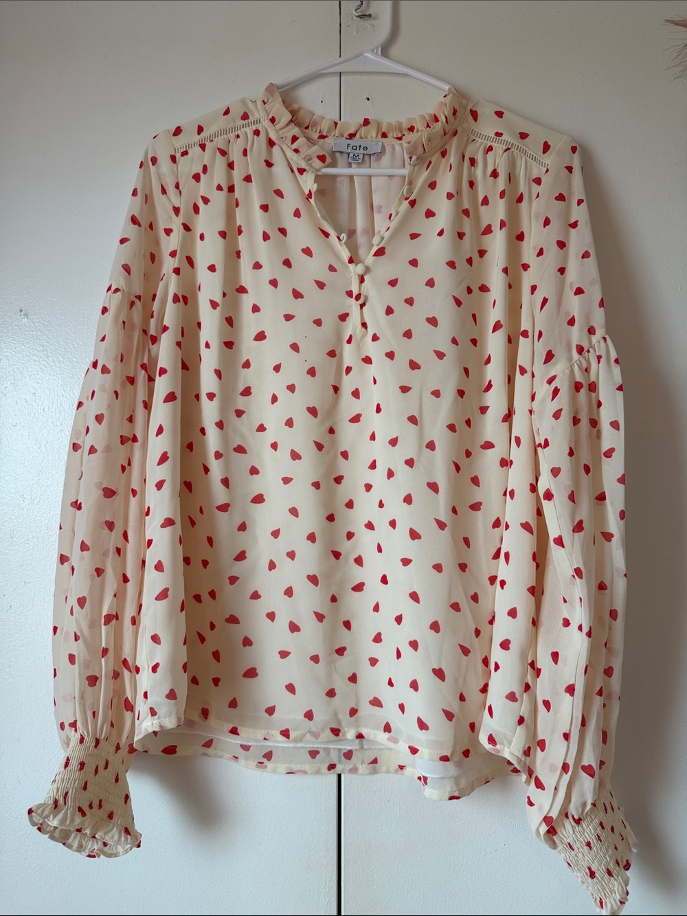 Fate Cream Blouse with Red Heart Motif